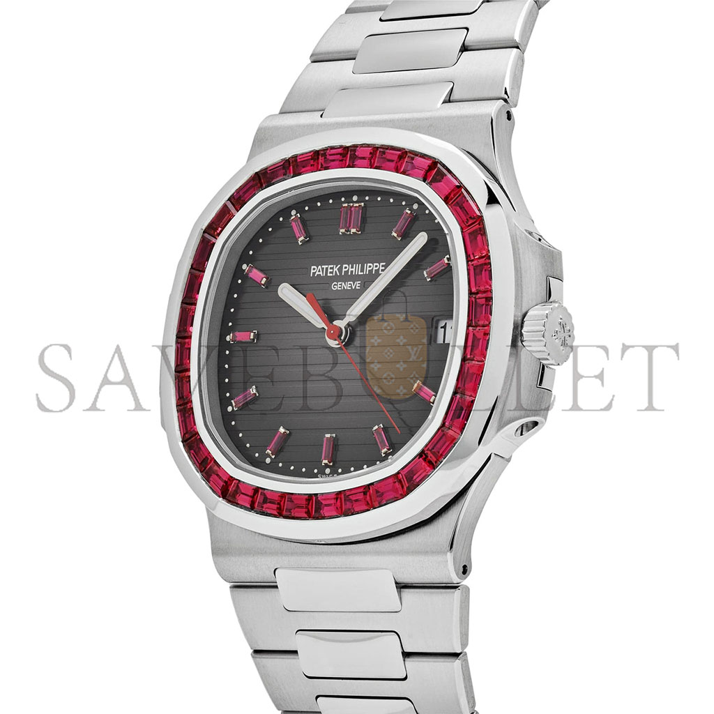 PATEK PHILIPPE NAUTILUS PLATINUM GREY DIAL RUBY BEZEL 40MM 5711/112P-001